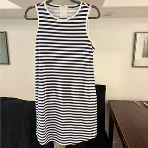 Navy and White Striped Sleeveless Dress